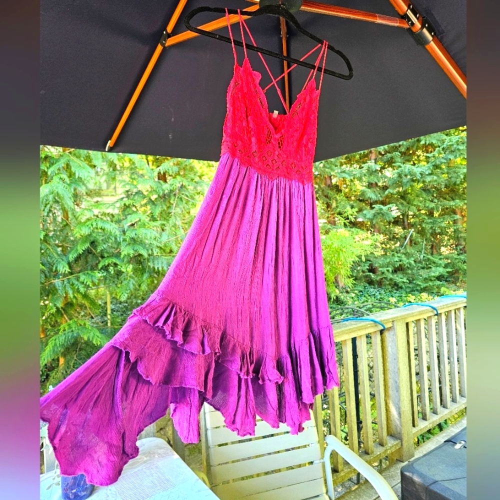 Nwot Free People One FP Adella dress in Red And Purple - Picture 7 of 15